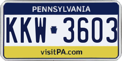 PA license plate KKW3603