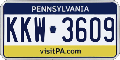 PA license plate KKW3609
