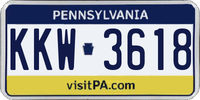 PA license plate KKW3618