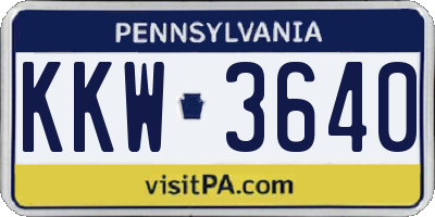 PA license plate KKW3640