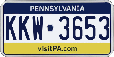 PA license plate KKW3653