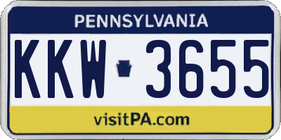 PA license plate KKW3655
