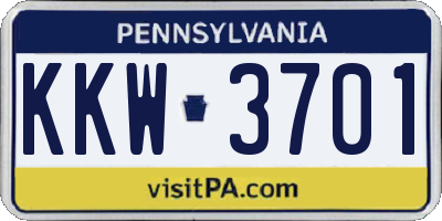 PA license plate KKW3701