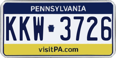 PA license plate KKW3726