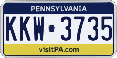 PA license plate KKW3735