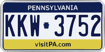 PA license plate KKW3752