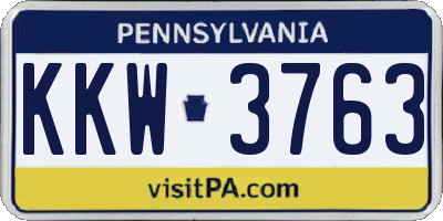 PA license plate KKW3763