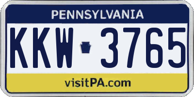 PA license plate KKW3765