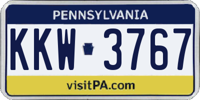 PA license plate KKW3767