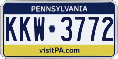 PA license plate KKW3772