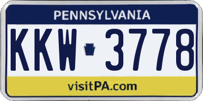 PA license plate KKW3778
