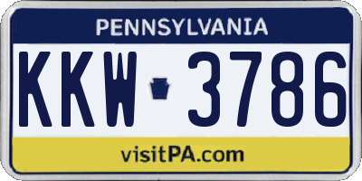 PA license plate KKW3786