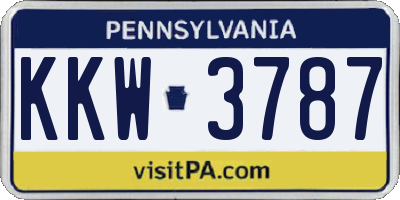 PA license plate KKW3787