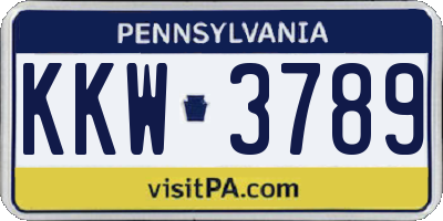 PA license plate KKW3789