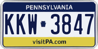 PA license plate KKW3847