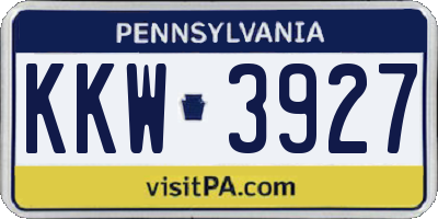 PA license plate KKW3927
