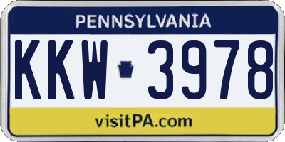 PA license plate KKW3978
