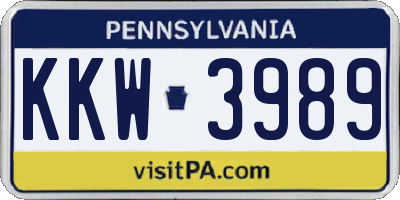 PA license plate KKW3989