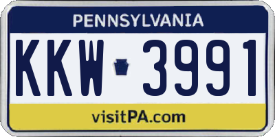 PA license plate KKW3991