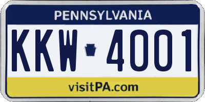 PA license plate KKW4001