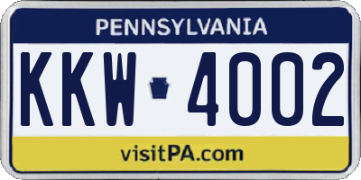PA license plate KKW4002