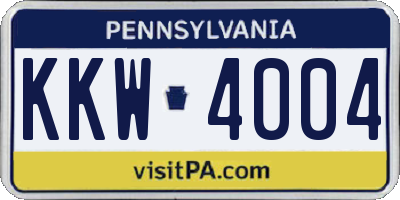 PA license plate KKW4004