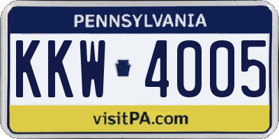 PA license plate KKW4005