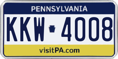 PA license plate KKW4008