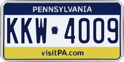 PA license plate KKW4009