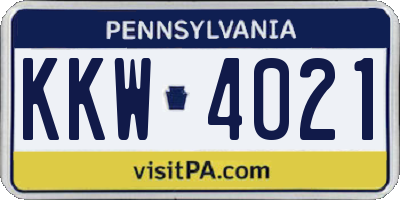 PA license plate KKW4021