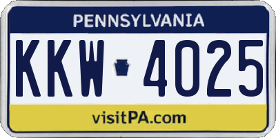 PA license plate KKW4025