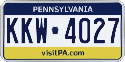 PA license plate KKW4027