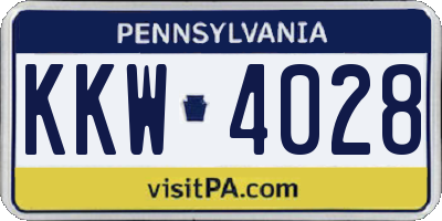 PA license plate KKW4028