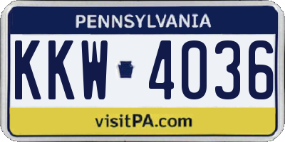 PA license plate KKW4036