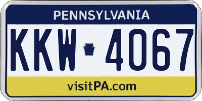 PA license plate KKW4067