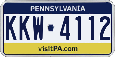 PA license plate KKW4112
