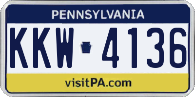 PA license plate KKW4136