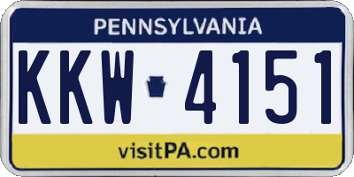 PA license plate KKW4151
