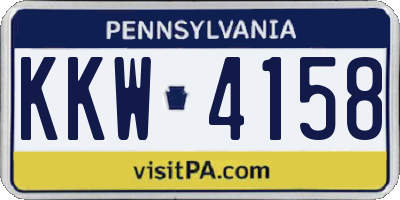 PA license plate KKW4158