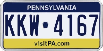 PA license plate KKW4167