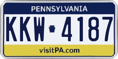 PA license plate KKW4187