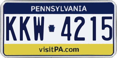 PA license plate KKW4215