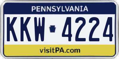 PA license plate KKW4224