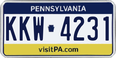 PA license plate KKW4231