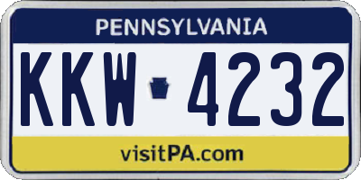 PA license plate KKW4232