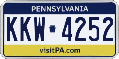 PA license plate KKW4252