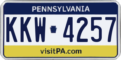 PA license plate KKW4257