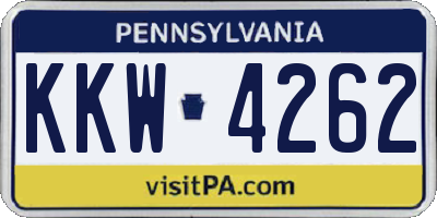 PA license plate KKW4262