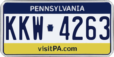 PA license plate KKW4263