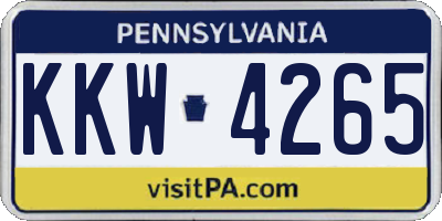PA license plate KKW4265